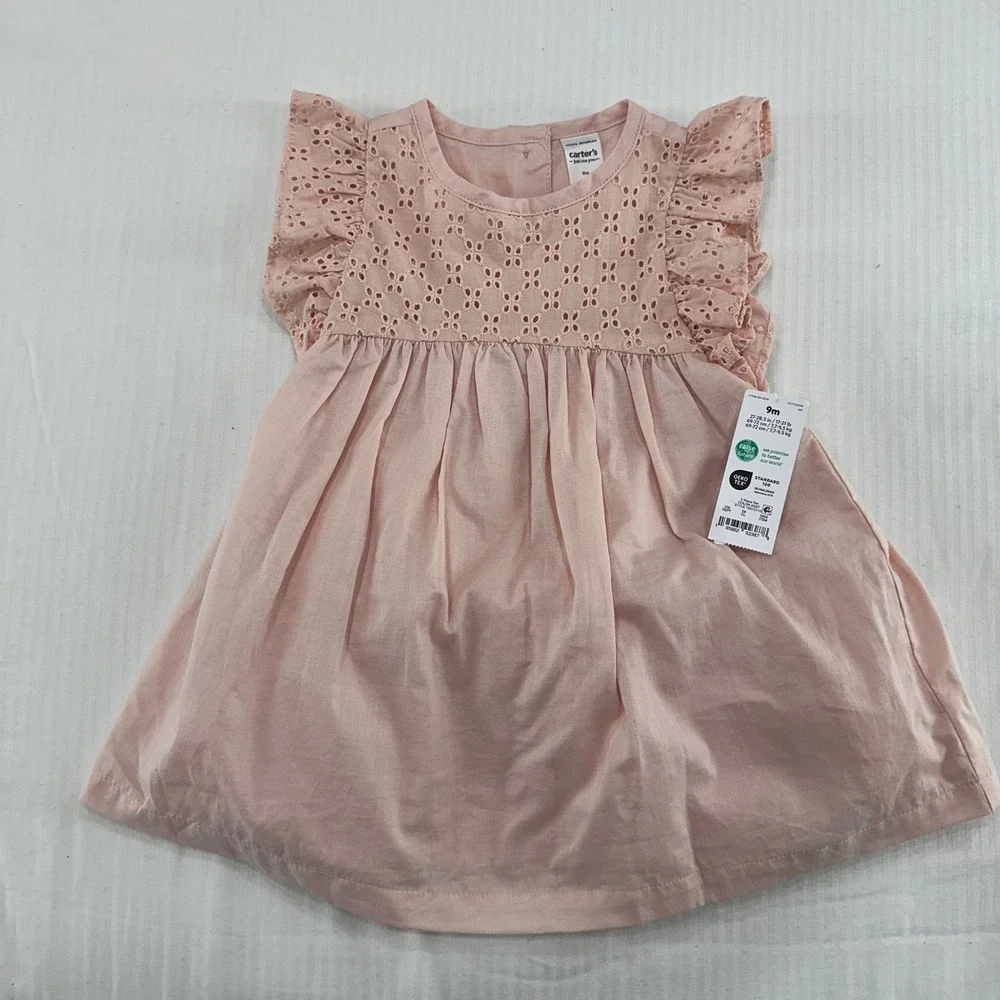 Carter's Just One You Baby Girl 9M Pink Eyelet Ruffle Dress | Cottagecore